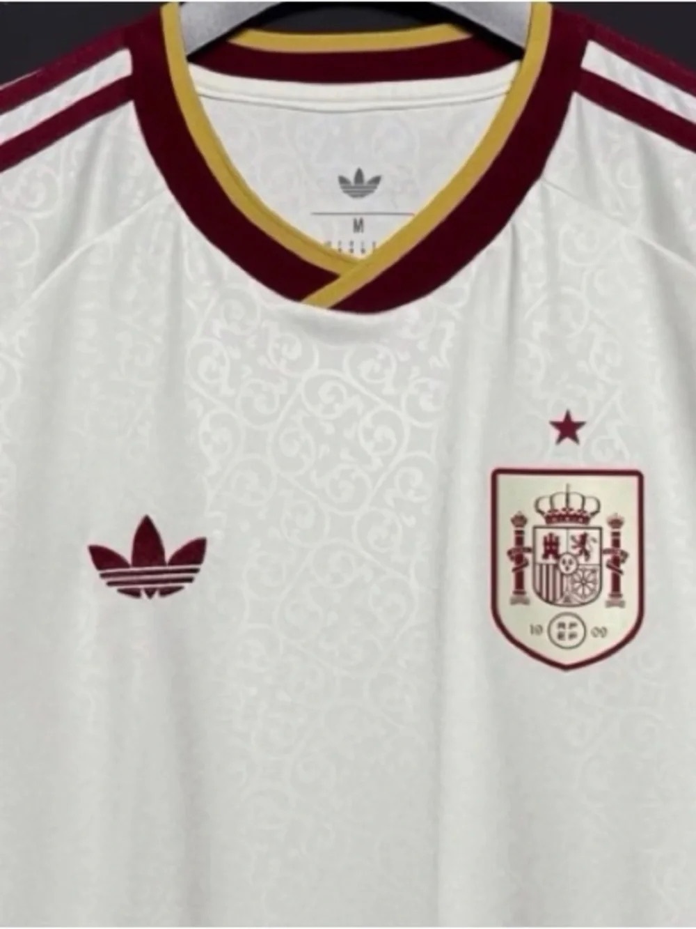 adidas White Soccer Jersey with Maroon & Gold Accents - Picture 2 of 4